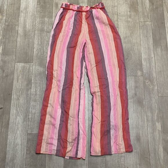 Tularosa Pants - Womens Tularosa Striped Wide Leg Multi Color Lightweight‎ Lined Pants